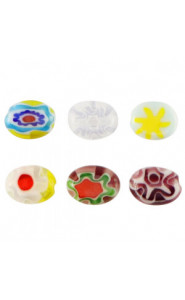 Millefiori beads oval flower 8x6mm - Multicolor